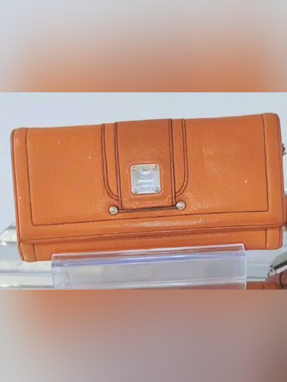 MCM Long Wallet w/MCM Charm & Tassel - Orange Leather